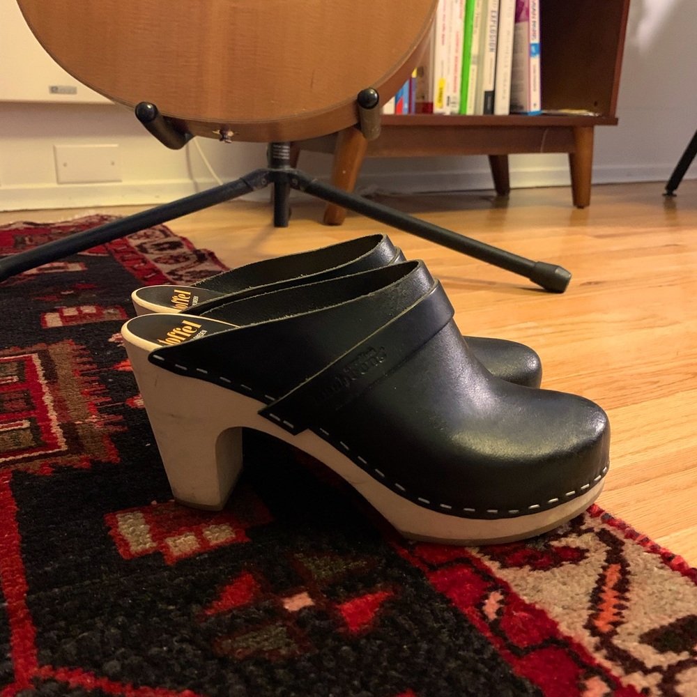 Swedish Hasbeens Heeled Clogs
